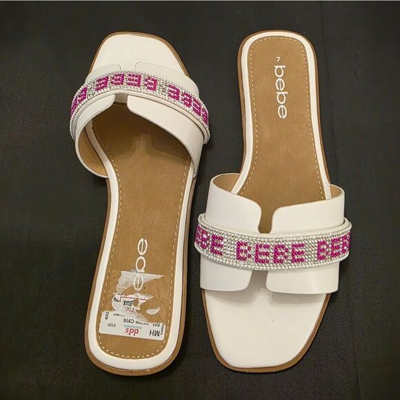 BRAND NEW BEBE RHINESTONE SLIDE SANDAL R3 - Picture 6 of 16